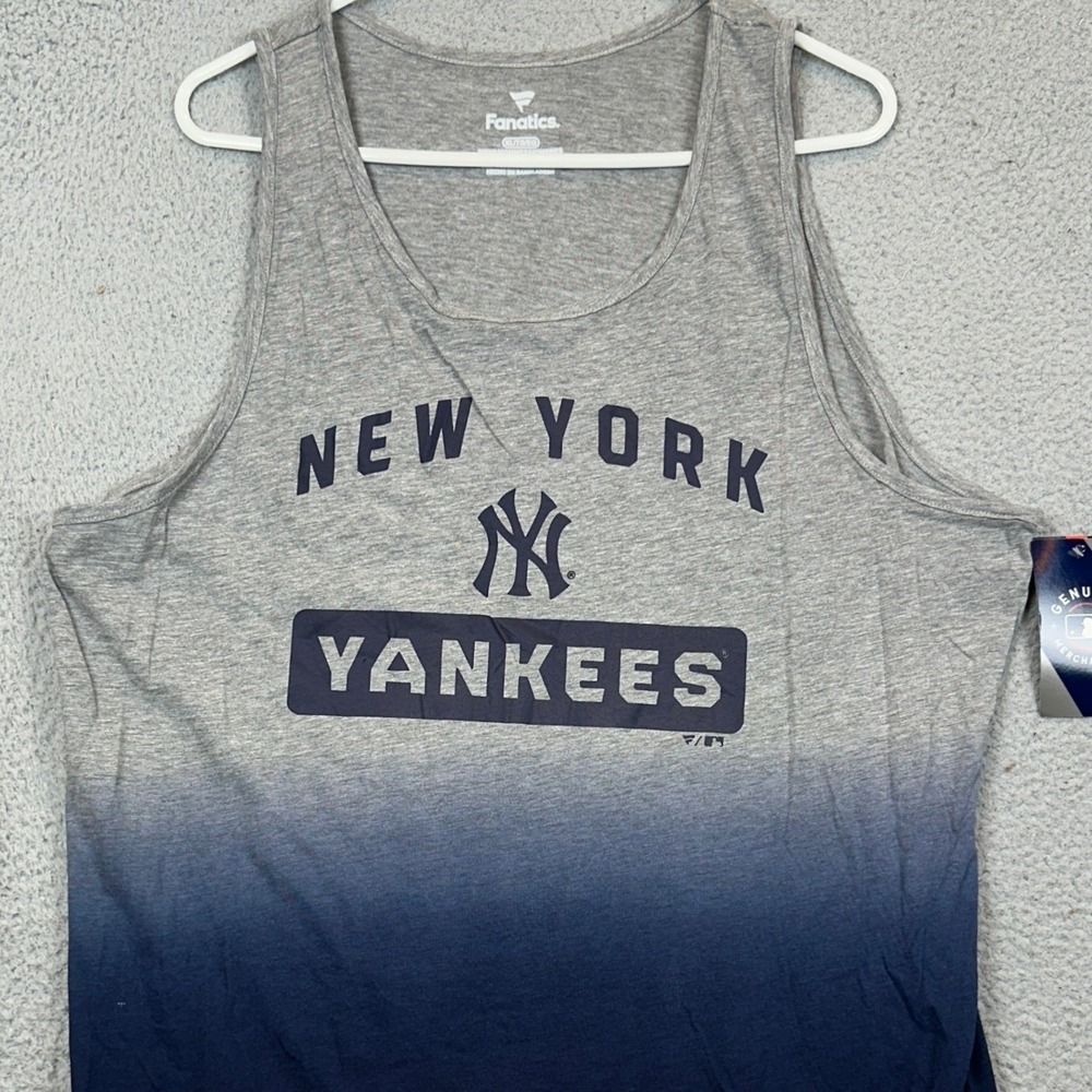 NEW New York Yankees Fanatics Shirt Mens XL Grey Navy Blue MLB Ombre Tank Top
